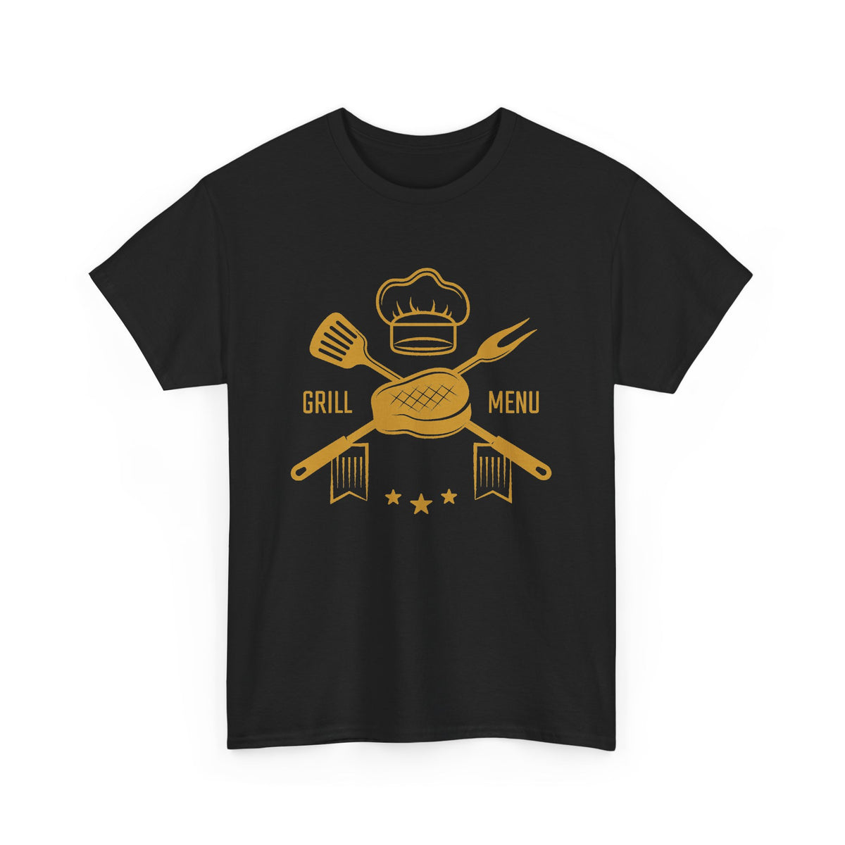 BBQ Grill Menu T-Shirt – Chef Hat & Grilling Utensils Graphic Tee
