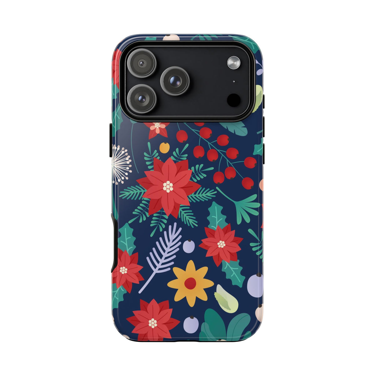 Christmas Poinsettia Floral Tough Phone Case – Holiday Design