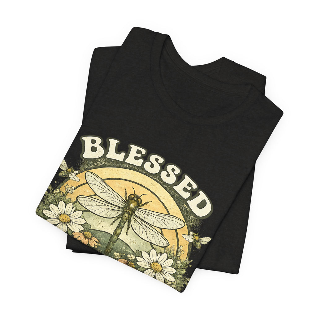 Blessed Dragonfly Shirt Floral Nature T Shirt Boho Faith Tee Vintage Botanical Graphic