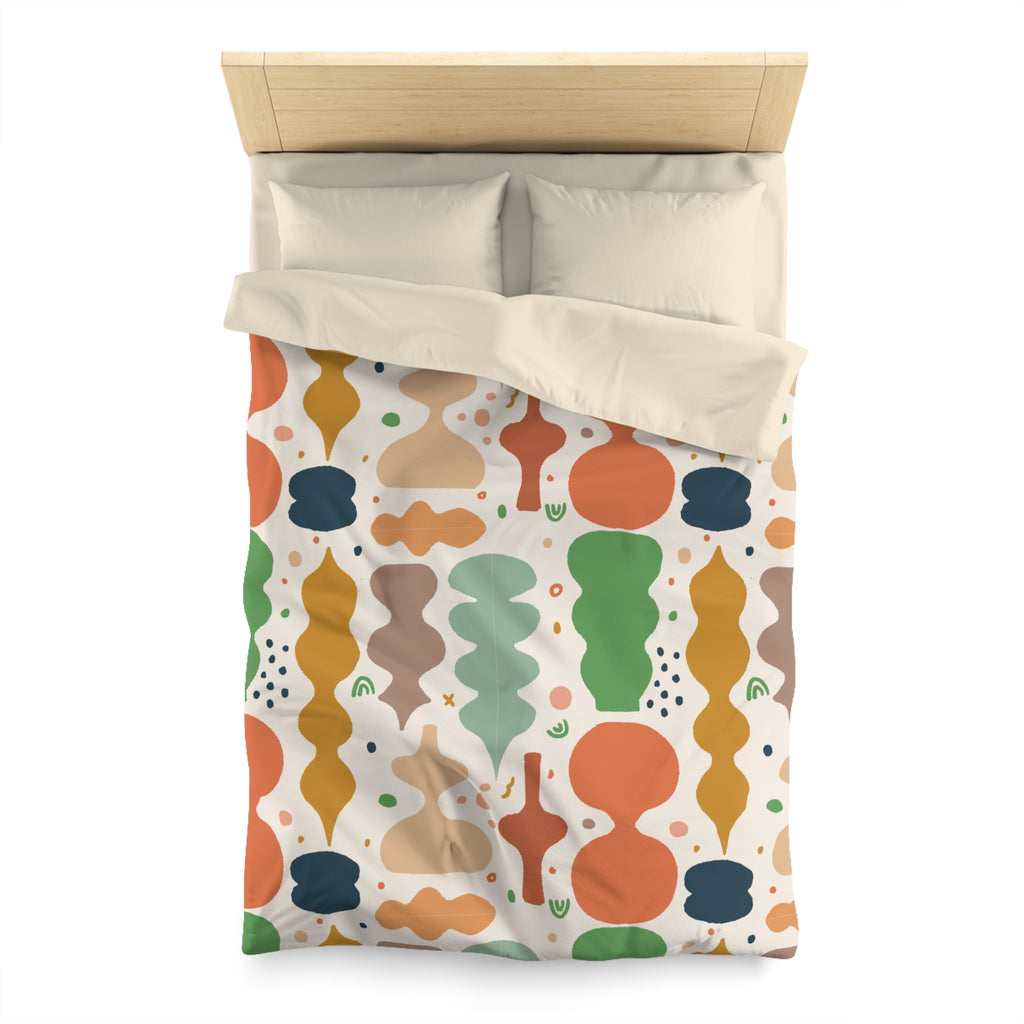 Abstract Organic Shapes Duvet Cover | Midcentury Pattern Bedspread