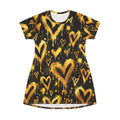 Gold Graffiti Heart T-Shirt Dress – Black & Gold Streetwear Print