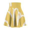 Yellow Abstract Skater Skirt – Modern Wavy Pattern