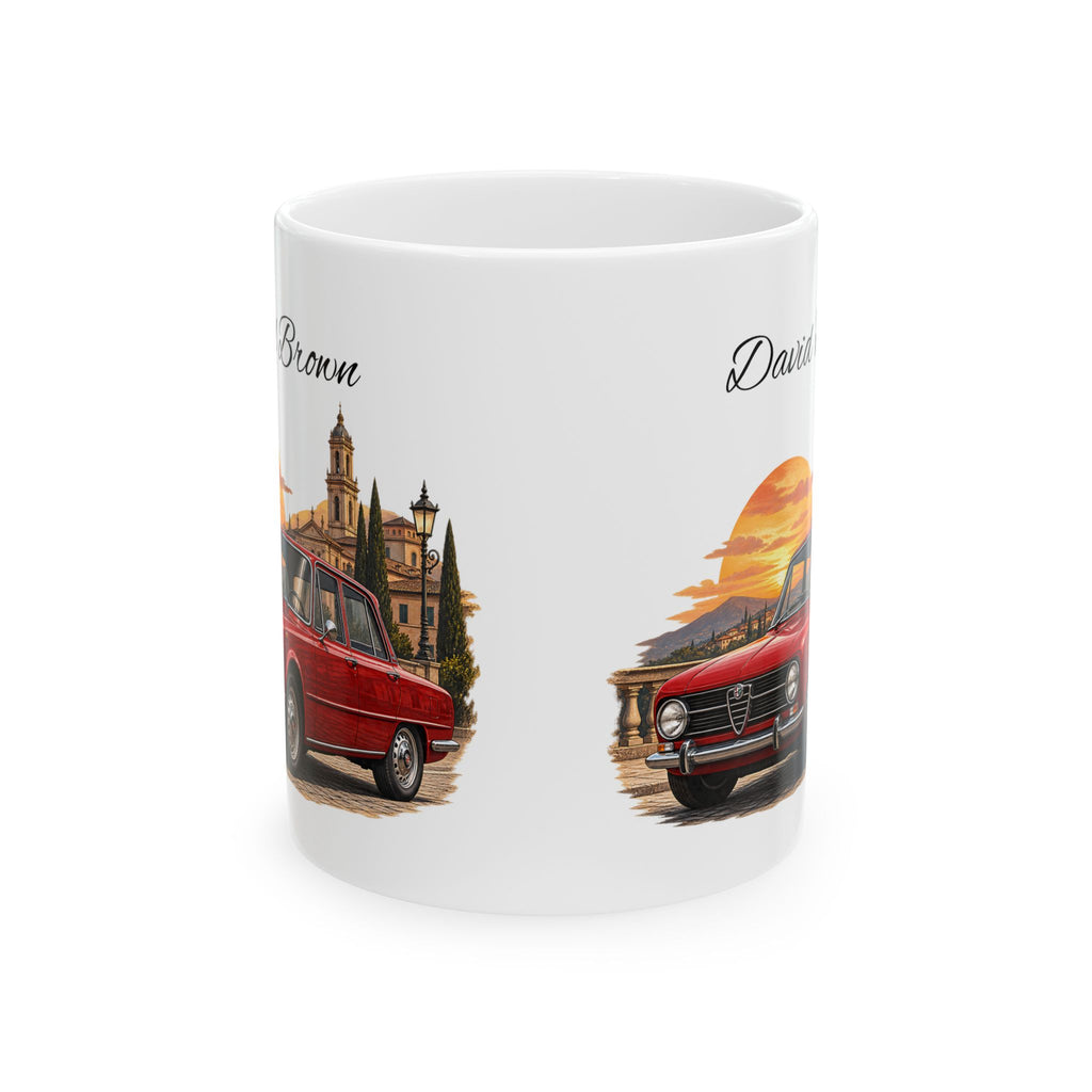 Personalized Name Vintage Italian Car Mug – Classic Red Car Gift