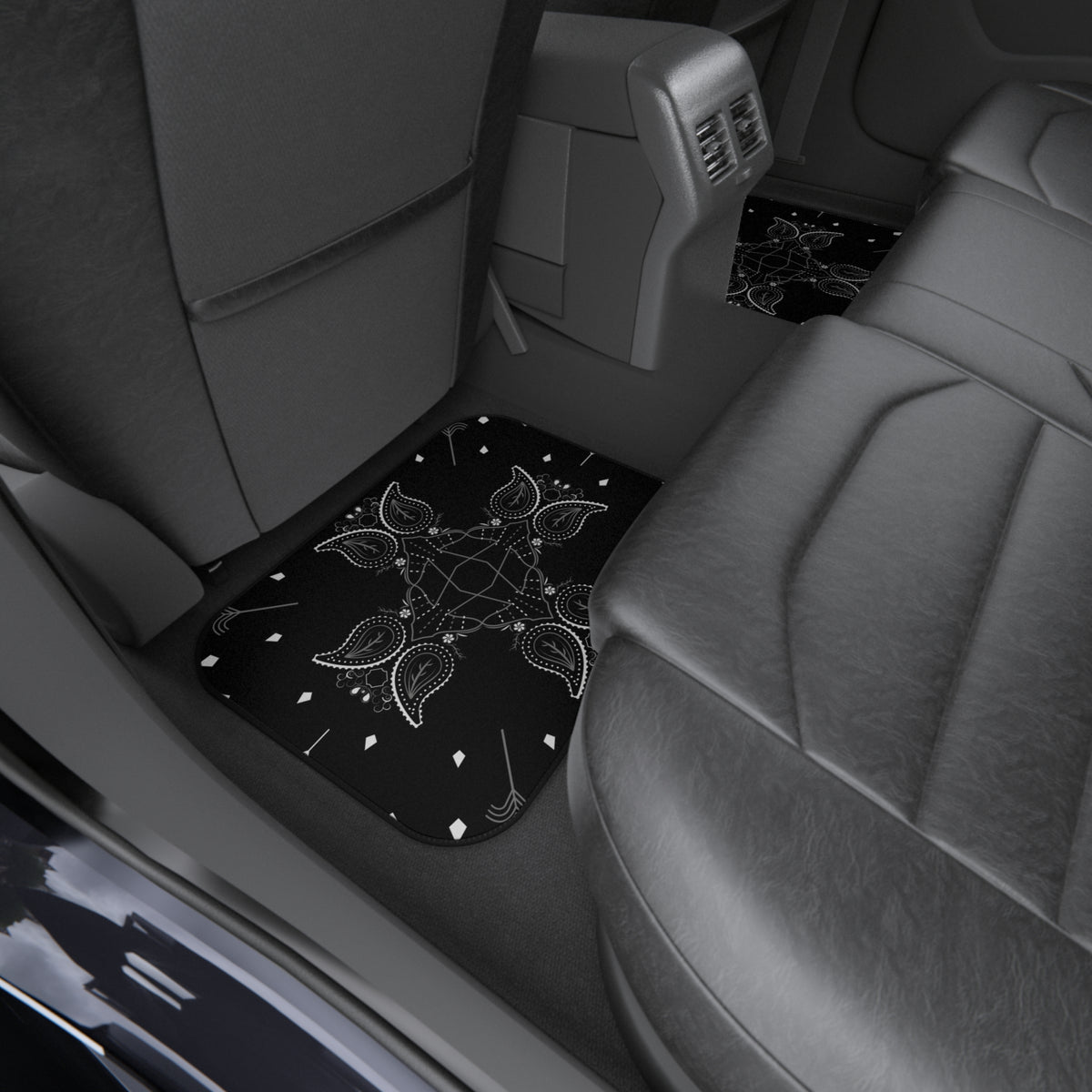 Black Bandana Paisley Car Floor Mats – 4-Piece Set