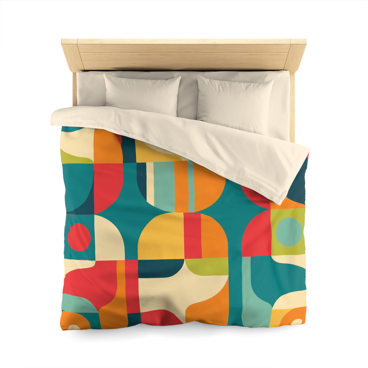 Mid Century Modern Geometric Duvet Cover  Retro Abstract Microfiber Bedding