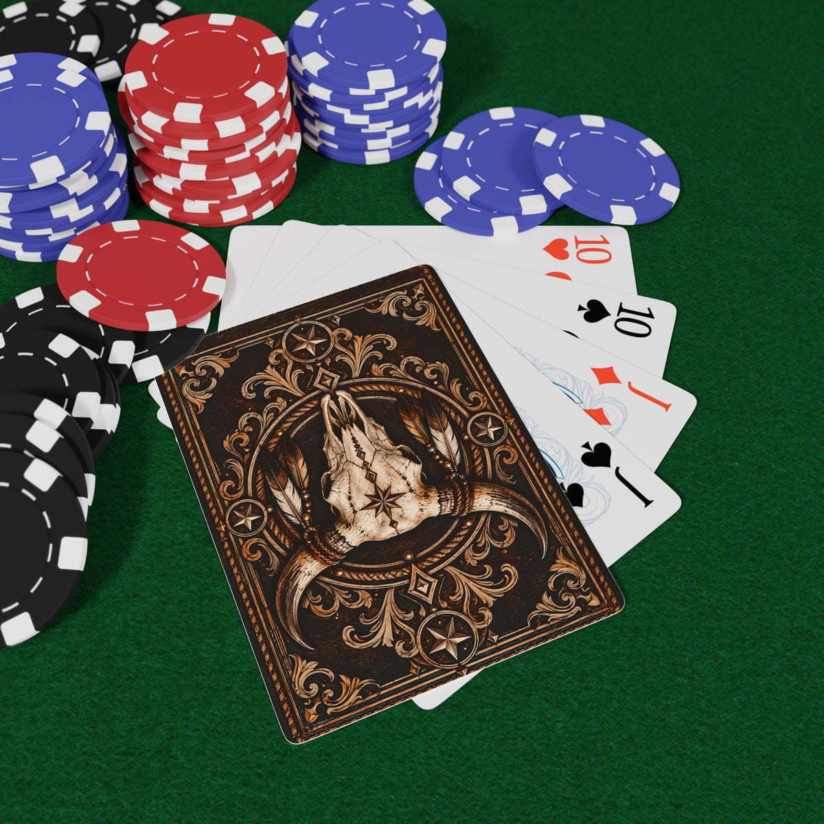 Western Poker Playing Cards – Bull Skull Cowboy Design