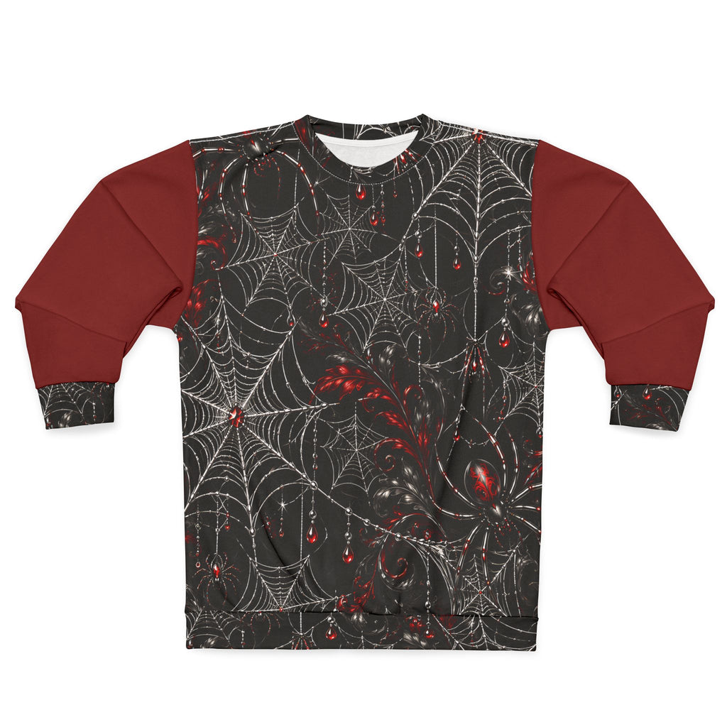 Gothic Spiderweb Unisex Sweatshirt – Black & Red Spider Print