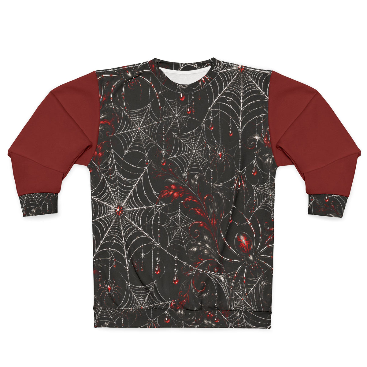 Gothic Spiderweb Unisex Sweatshirt – Black & Red Spider Print