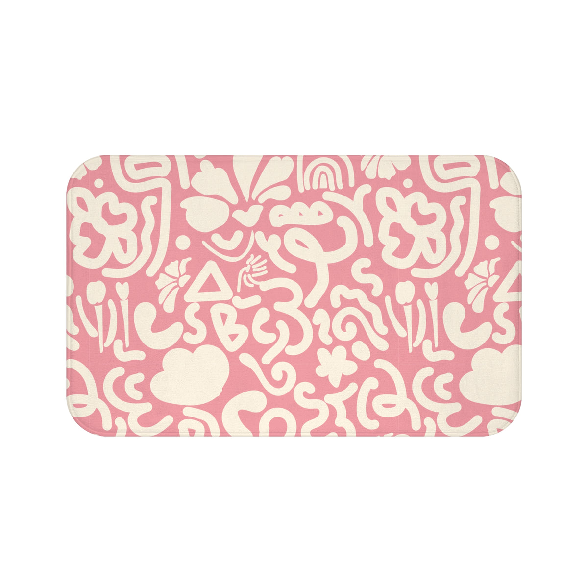 Pink Abstract Floral Bath Mat – Retro Modern Bathroom Decor