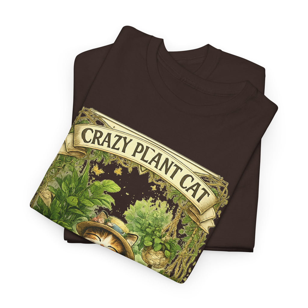 Crazy Plant Cat T-Shirt – Cat & Houseplant Botanical Graphic Tee