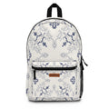 Cream & Blue Vintage Floral Backpack – Elegant Botanical Pattern