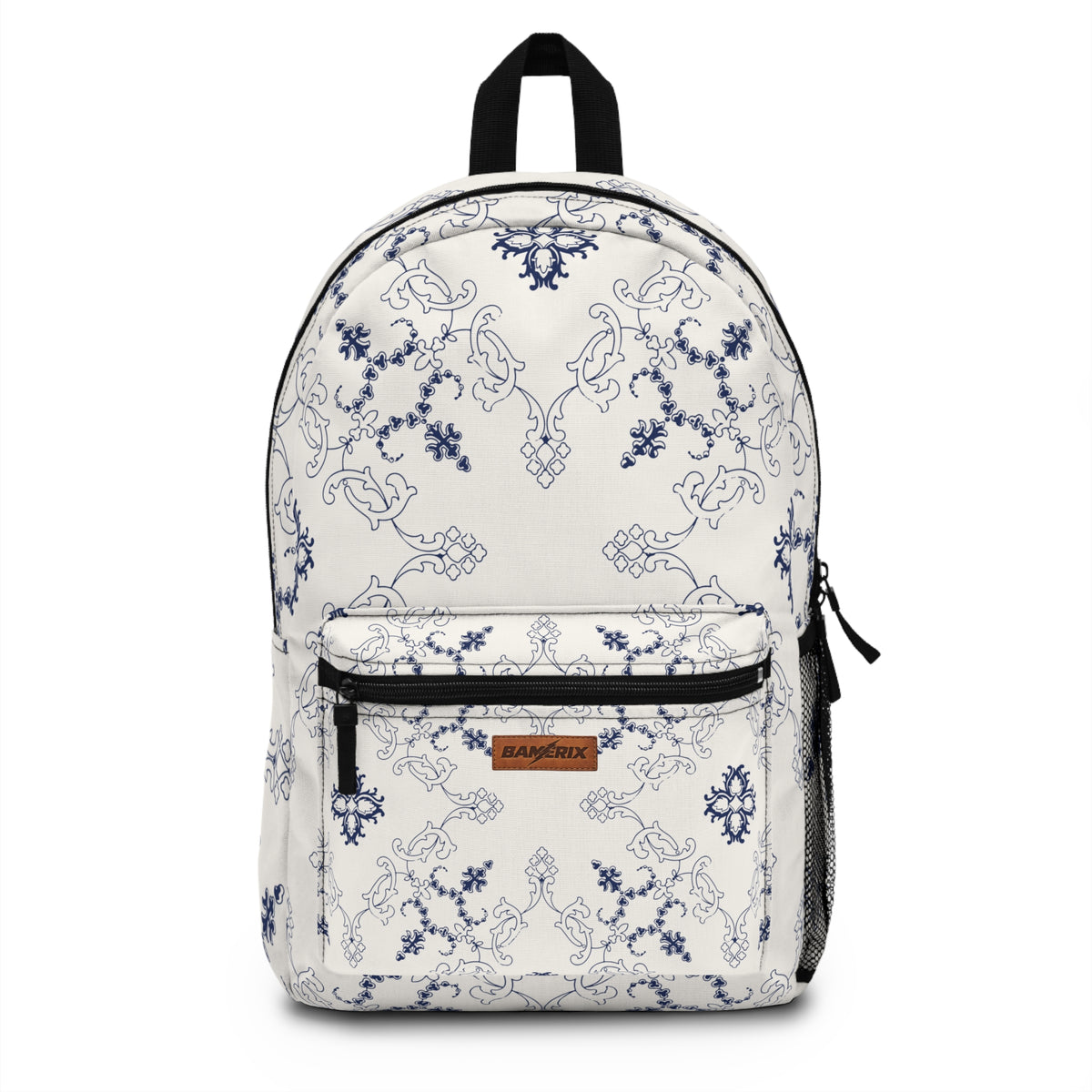 Cream & Blue Vintage Floral Backpack – Elegant Botanical Pattern
