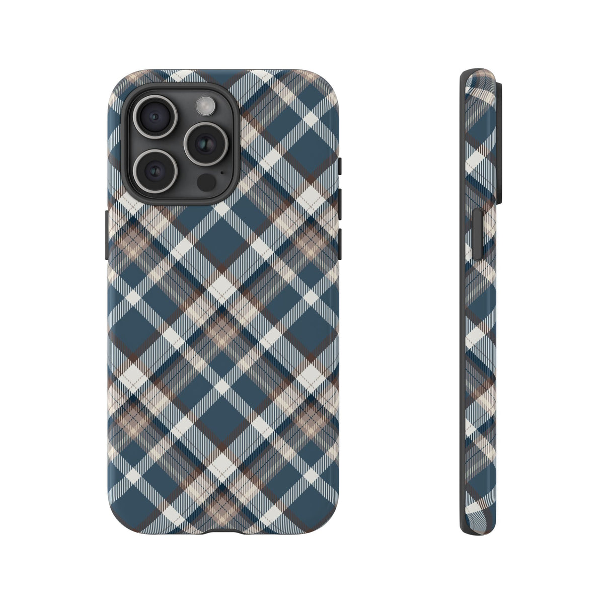 Blue Plaid Phone Case – Classic Tartan Pattern Tough Case