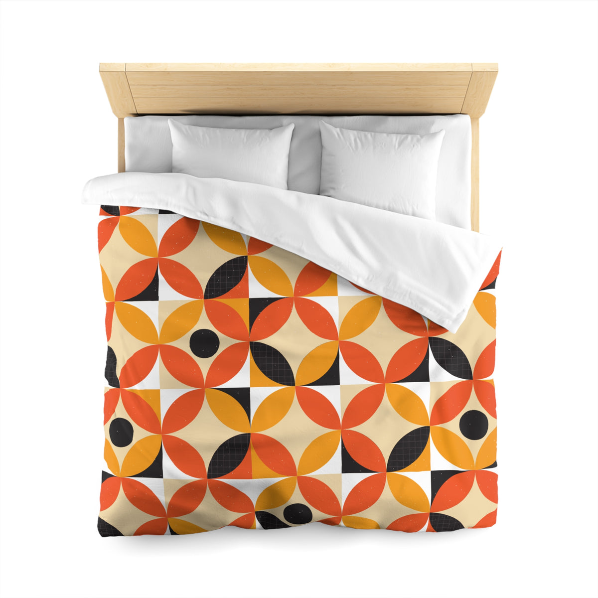 Retro Geometric Circle Pattern Duvet | Orange Mustard Mid Century Modern