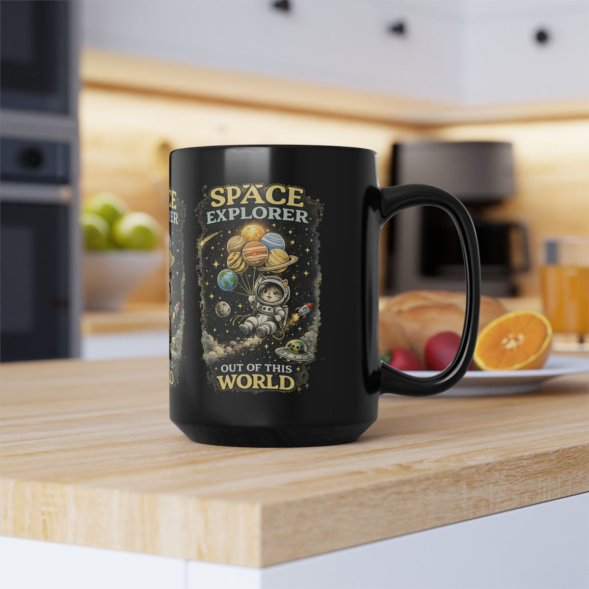 Space Explorer Cat Mug Cute Astronaut Kitty Coffee Cup Out of This World Gift