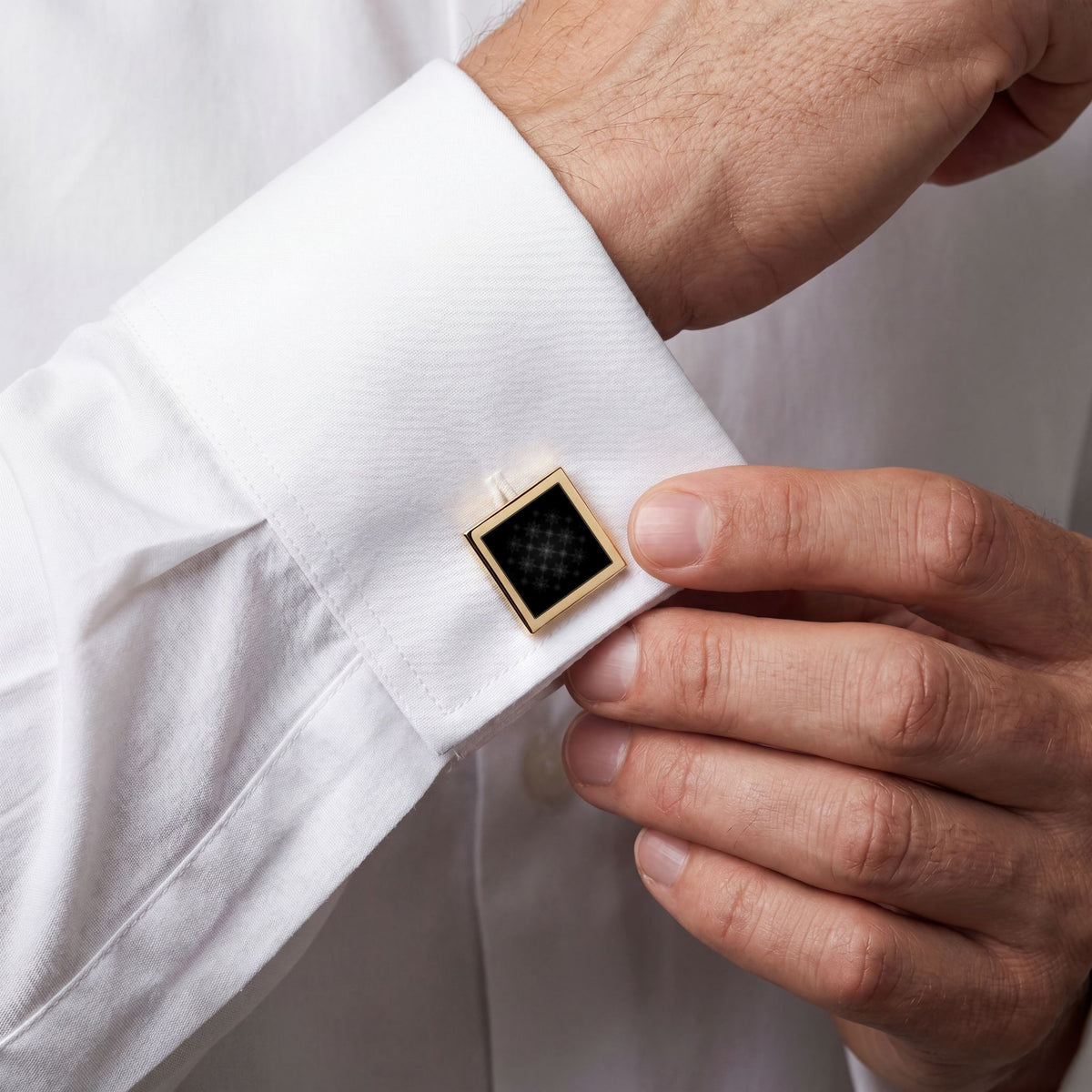 Black Floral Cufflinks – Elegant Botanical Gold Cufflinks for Men