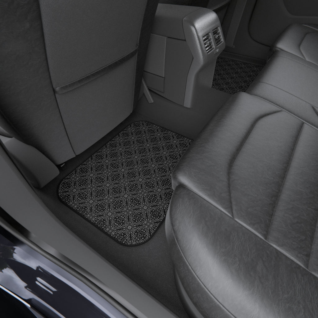 Black Geometric Car Floor Mats – 4-Piece Set