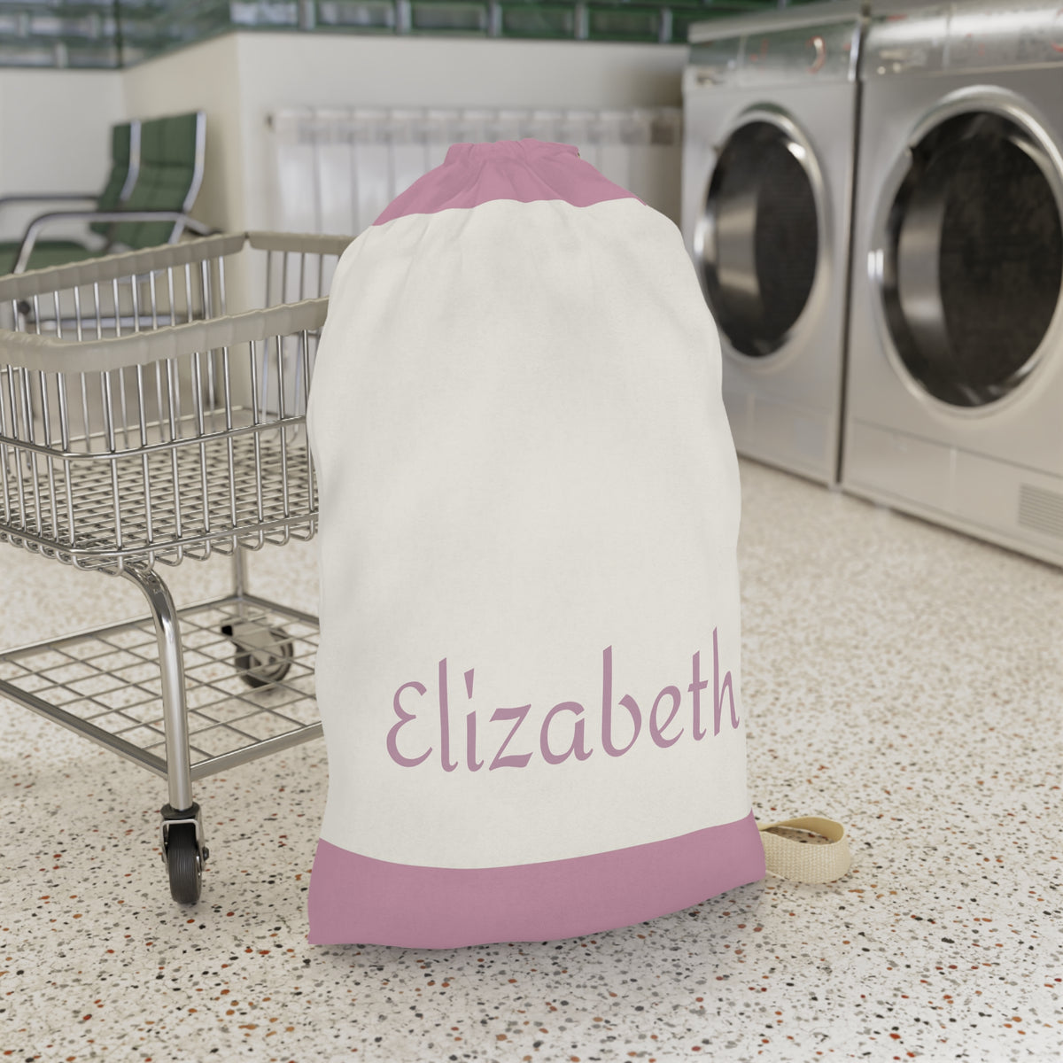 Pink Colorblock Laundry Bag | Canvas Drawstring Pouch