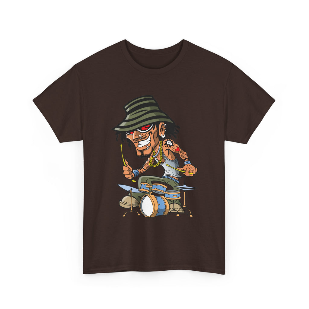 Drummer T-Shirt – Funny Cartoon Rock & Music Graphic Tee
