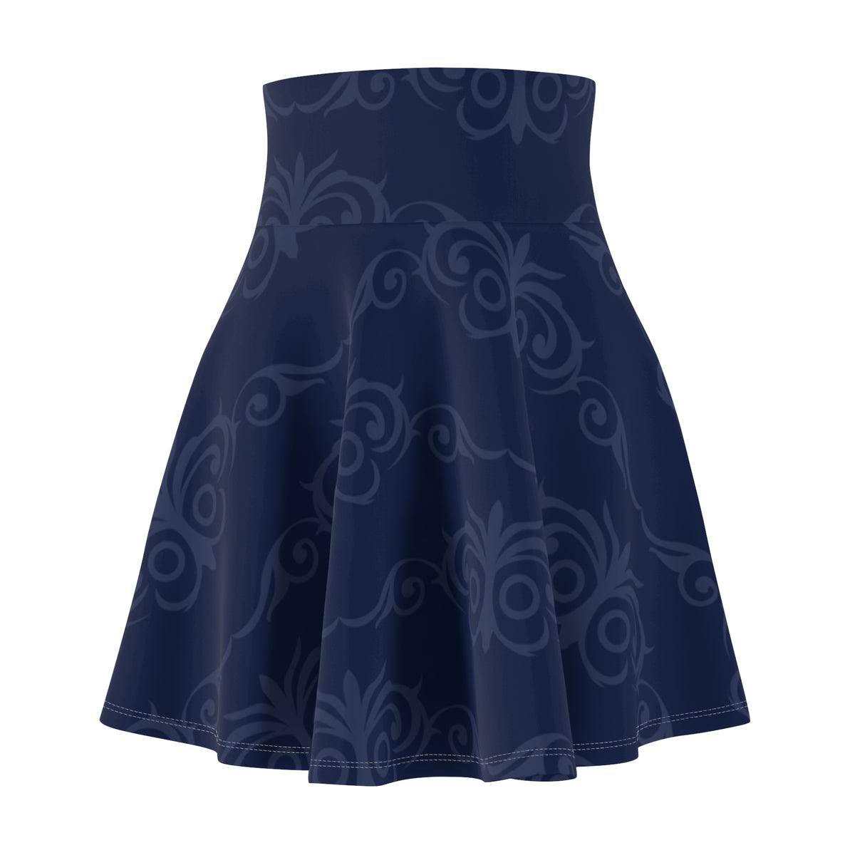 Navy Blue Ornamental Skater Skirt – Elegant Pattern