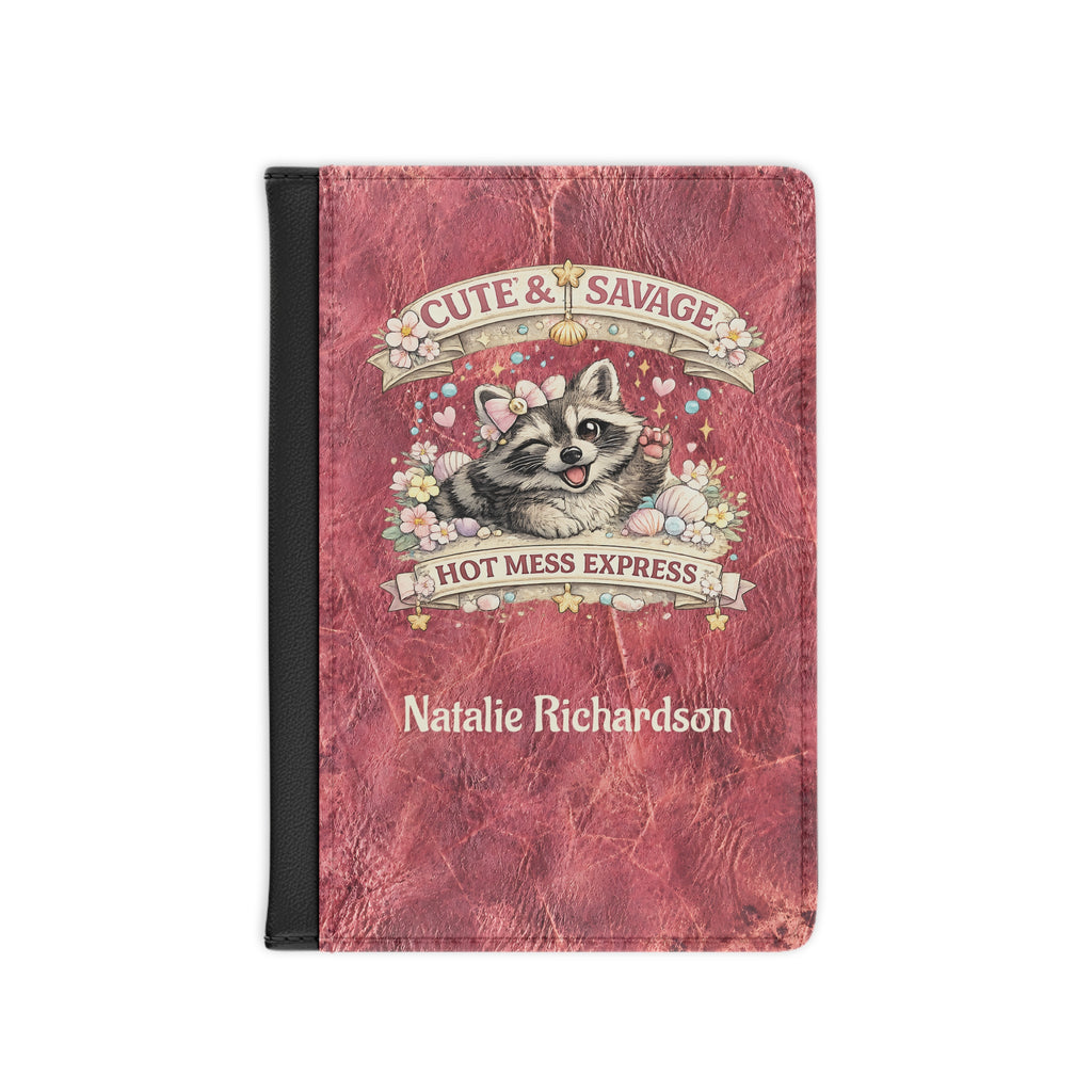 Personalized Raccoon Passport Cover with Name – RFID Blocking Travel Passport Holder