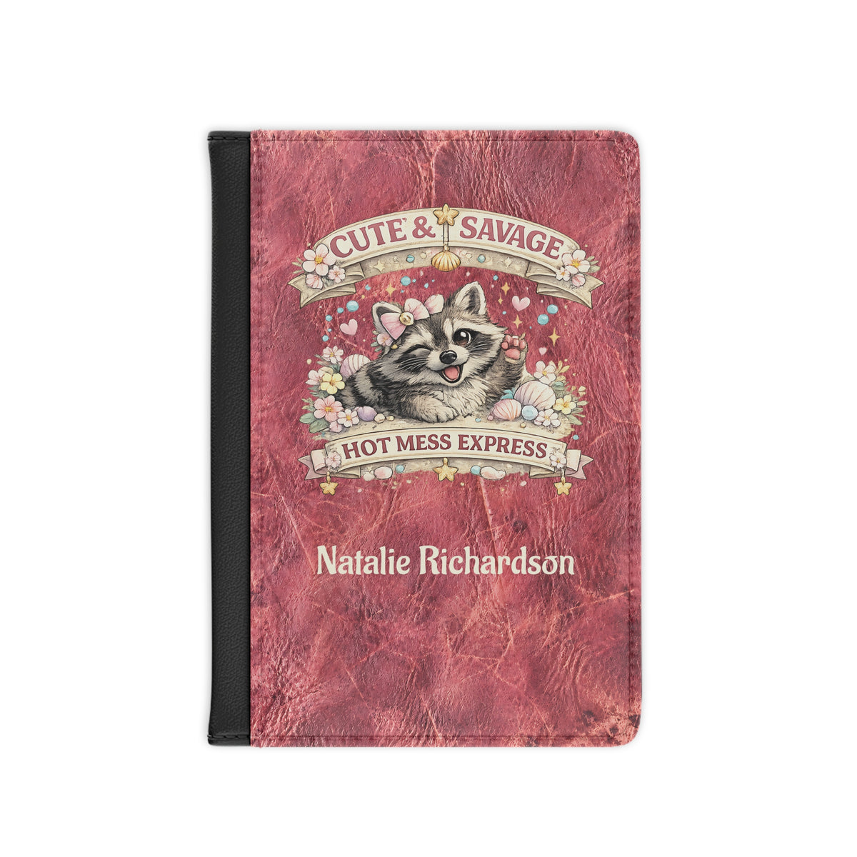 Personalized Raccoon Passport Cover with Name – RFID Blocking Travel Passport Holder