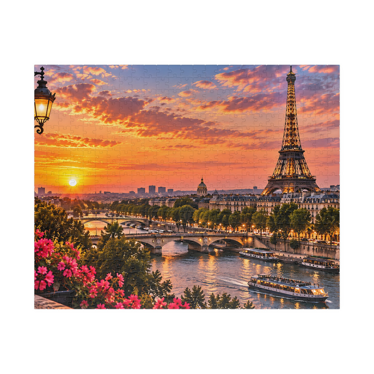 Paris France Puzzle – Eiffel Tower Sunset Jigsaw Puzzle 110/252/520/1014-Piece