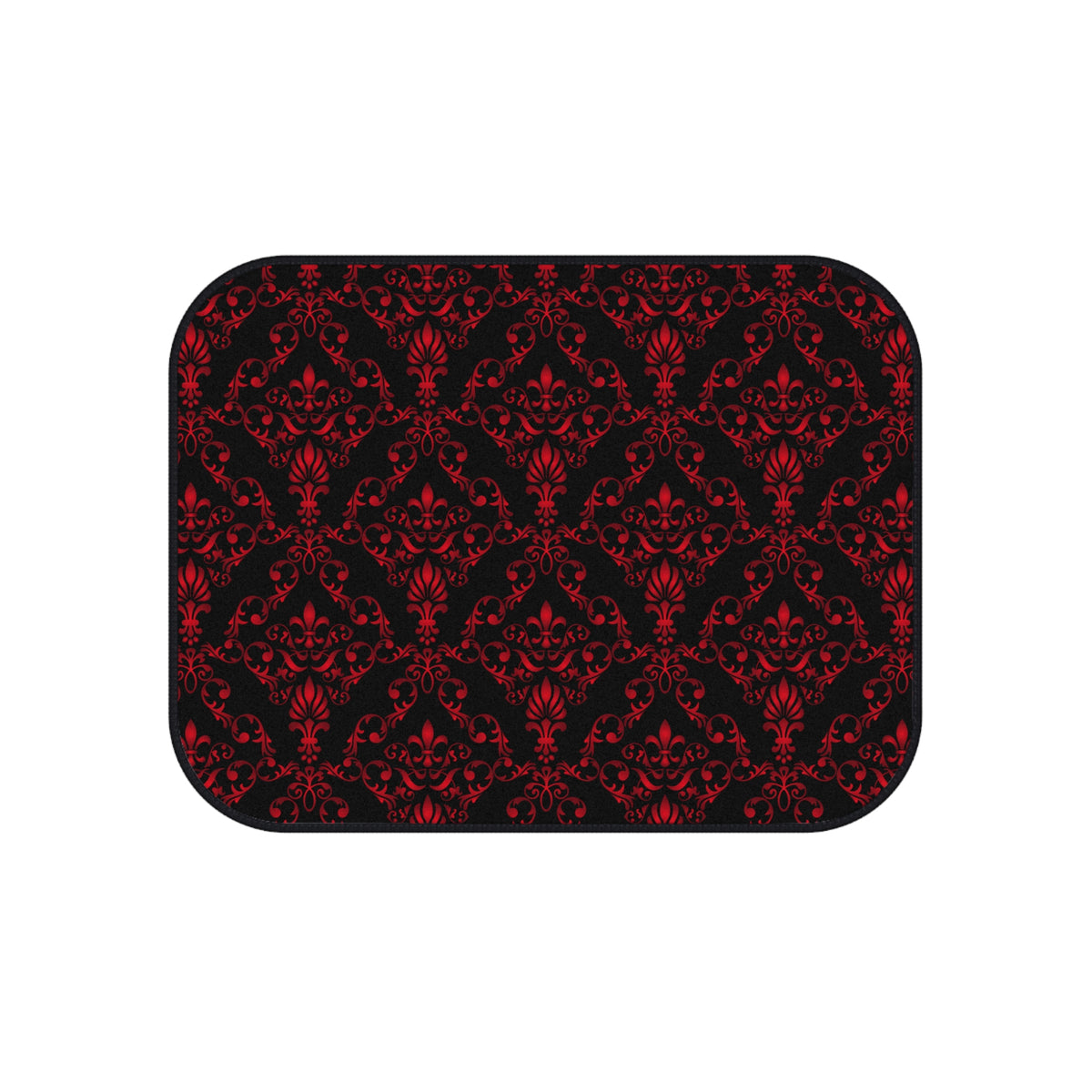 Red & Black Damask Car Floor Mats – 4-Piece Set