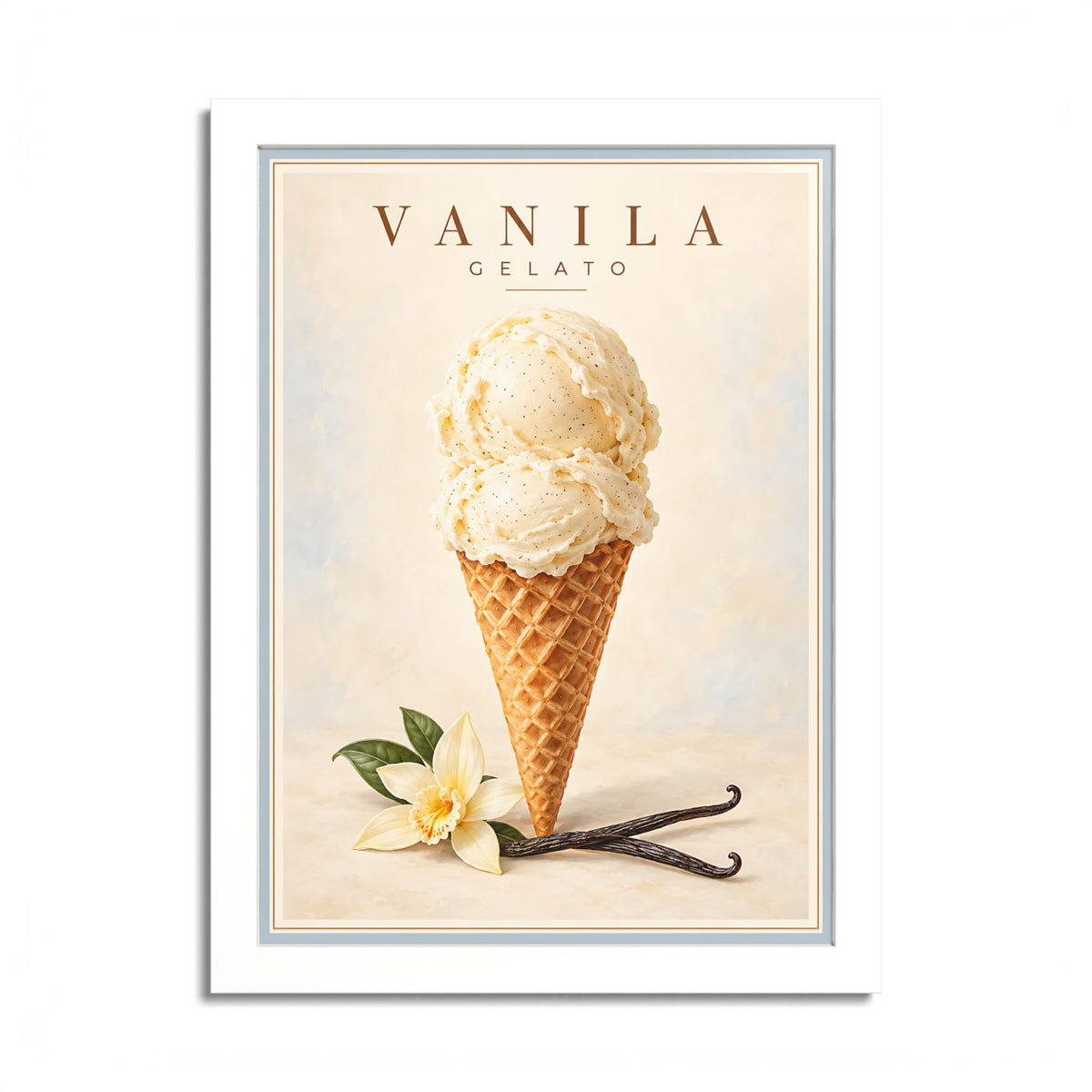 Vanilla Gelato Framed Poster – Vintage Italian Ice Cream Wall Art