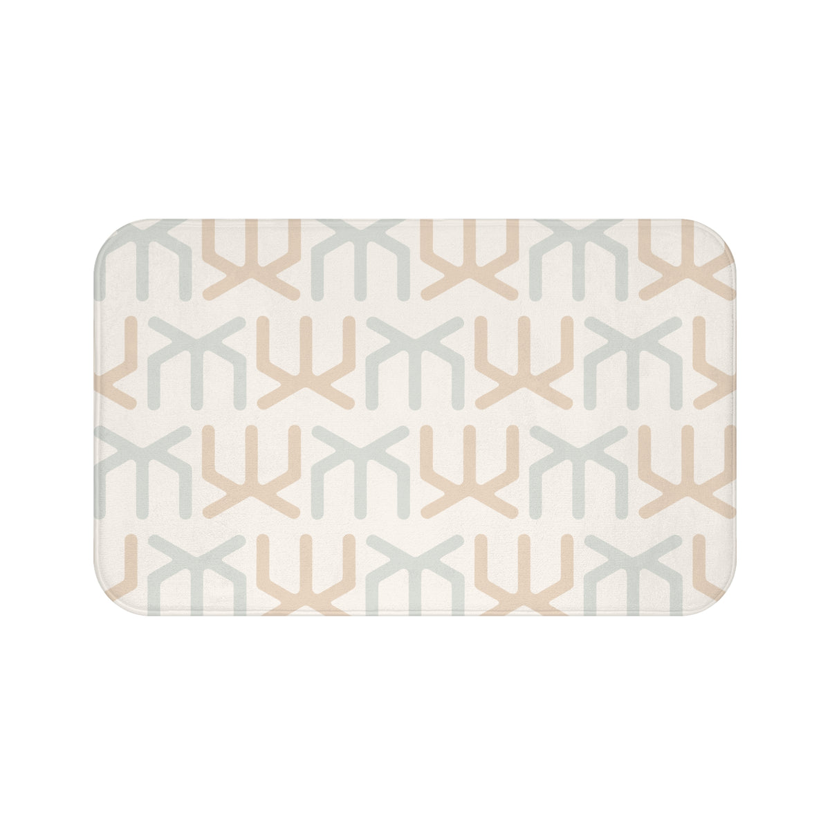 Neutral Geometric Bath Mat – Beige & Sage Modern Bathroom Decor