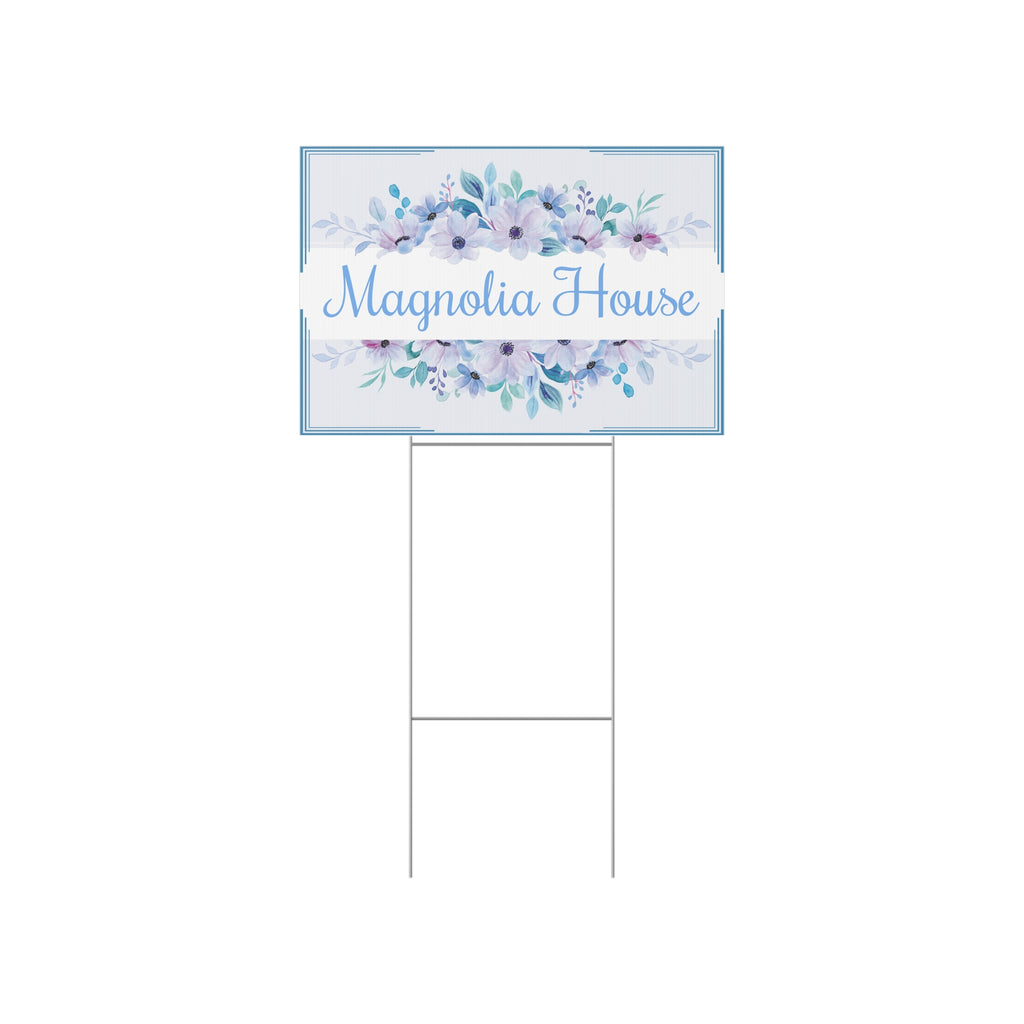 Personalized Floral House Name Yard Sign – Custom Property Sign Y5