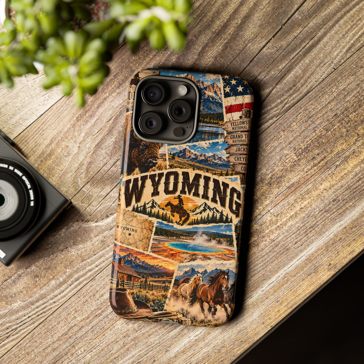 Wyoming Travel Collage Phone Case – Vintage Western Tough Case
