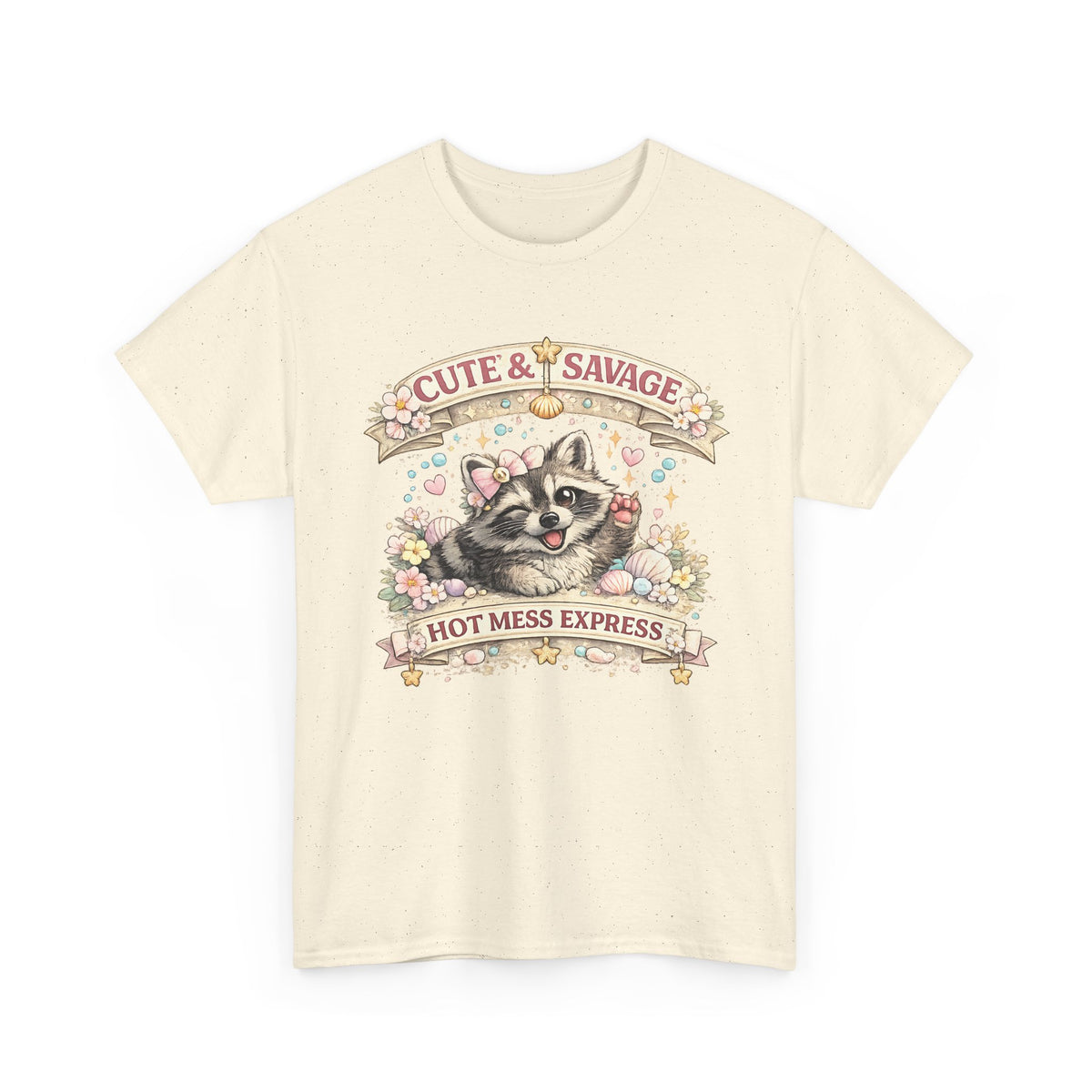 “Cute & Savage” T-Shirt – Funny Raccoon Hot Mess Express Graphic Tee