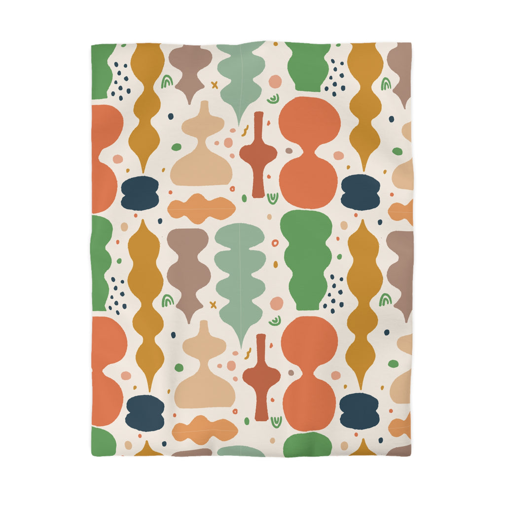 Abstract Organic Shapes Duvet Cover | Midcentury Pattern Bedspread