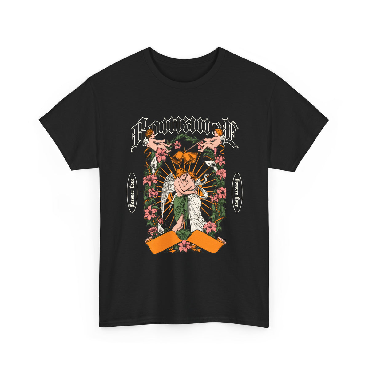 Gothic Floral Angel “Romancer” T-Shirt – Dark Vintage Unisex Graphic Tee