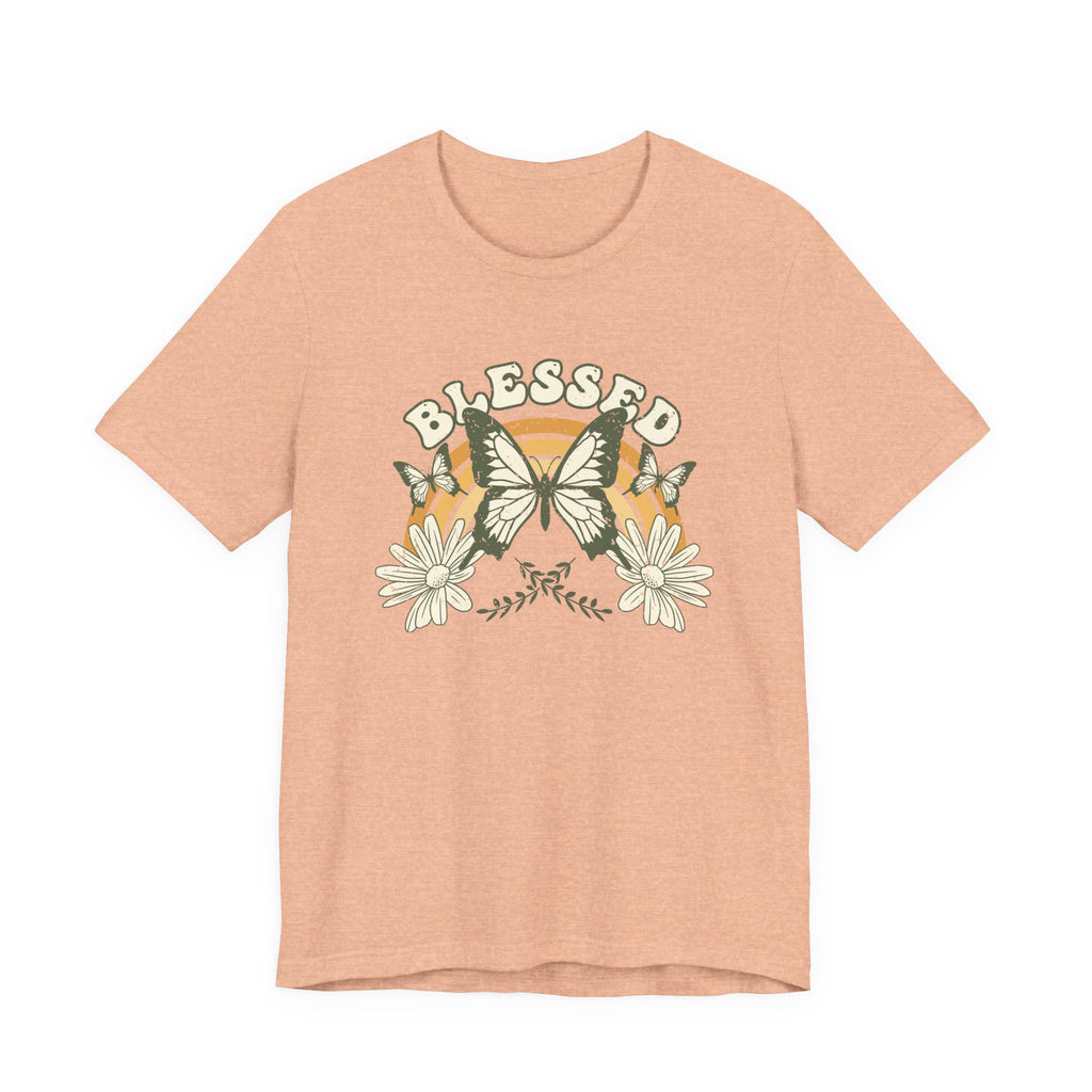 Blessed T Shirt Butterfly Floral Tee, Faith Inspirational Shirt, Boho Christian Graphic Tee