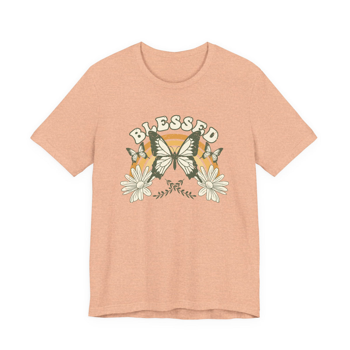Blessed T Shirt Butterfly Floral Tee, Faith Inspirational Shirt, Boho Christian Graphic Tee