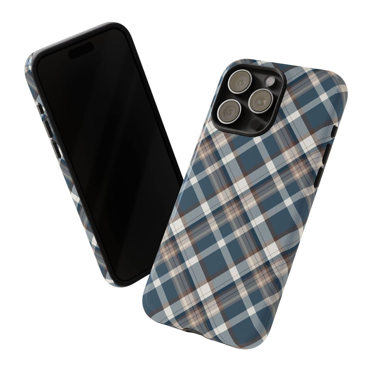 Blue Plaid Phone Case – Classic Tartan Pattern Tough Case