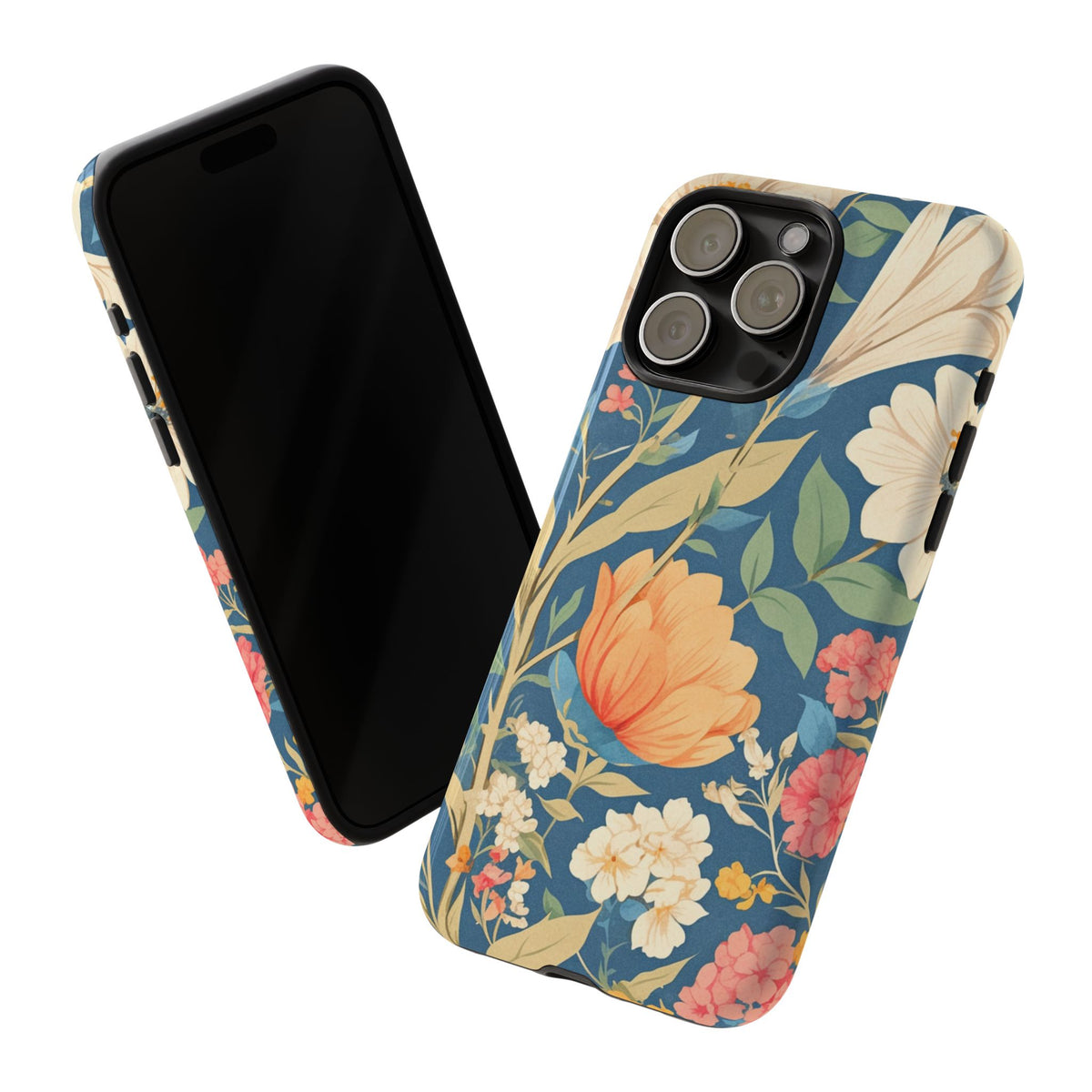 Vintage Botanical Floral Phone Case – Blue Tough Case