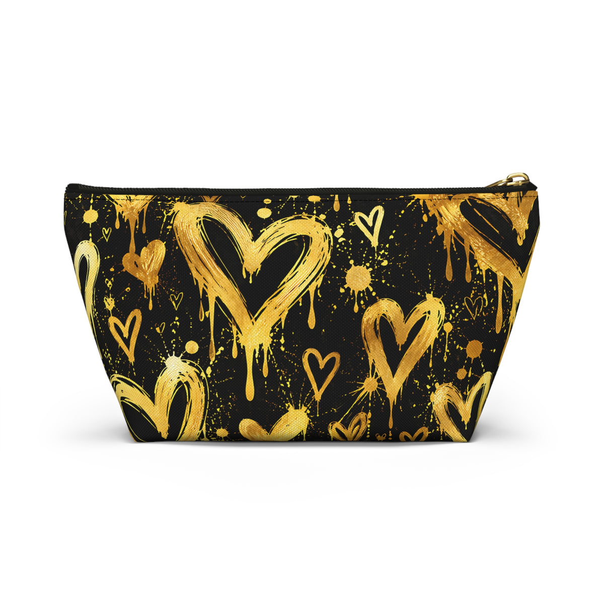 Gold Graffiti Hearts Pouch – Black & Gold Street Art Print
