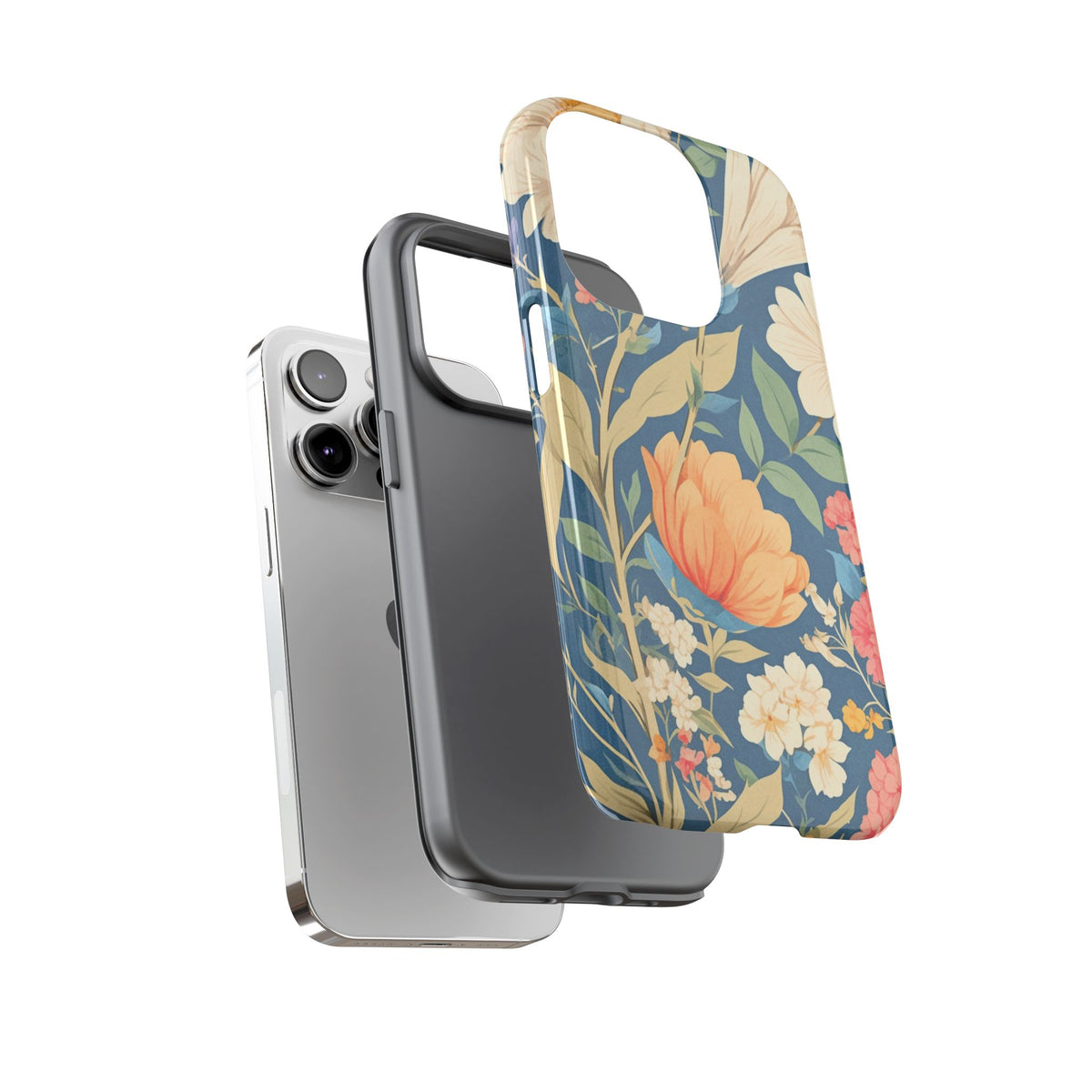 Vintage Botanical Floral Phone Case – Blue Tough Case