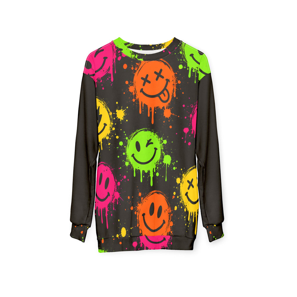 Neon Graffiti Smiley Unisex Sweatshirt – Streetwear Print