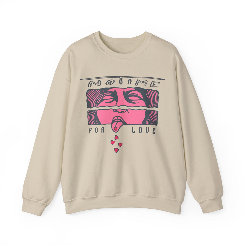 Crewneck Sweatshirt  'No Time For Love' Retro Kiss Graphic