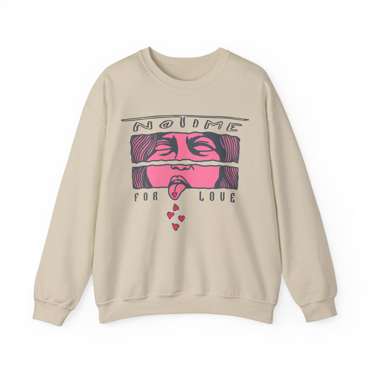 Crewneck Sweatshirt  'No Time For Love' Retro Kiss Graphic