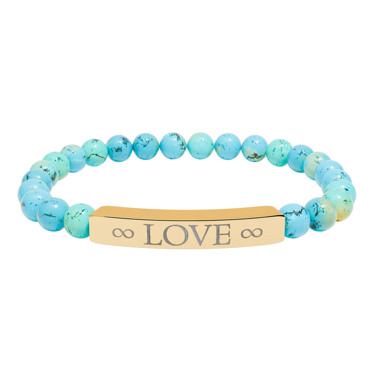 Infinity Love Natural Stone Bracelet – Engraved Beaded Jewelry