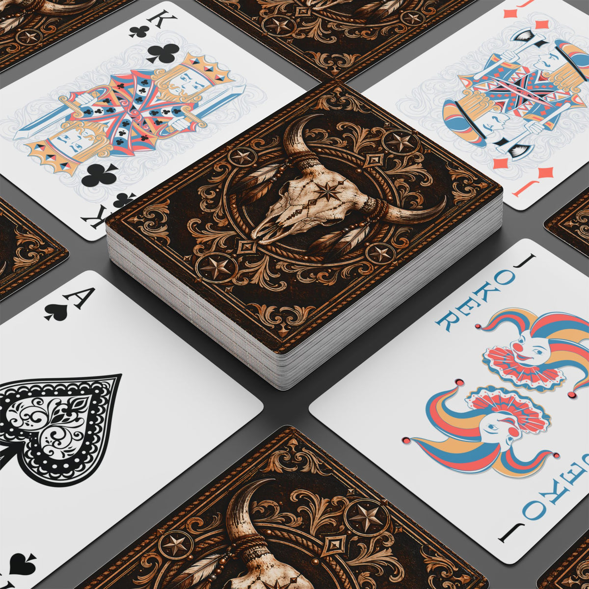 Western Poker Playing Cards – Bull Skull Cowboy Design