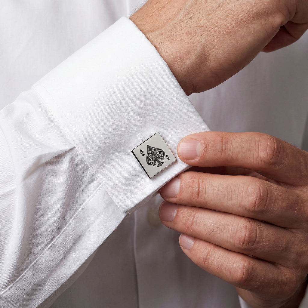 Ace of Spades Cufflinks – Poker Card Stainless Steel Cufflinks