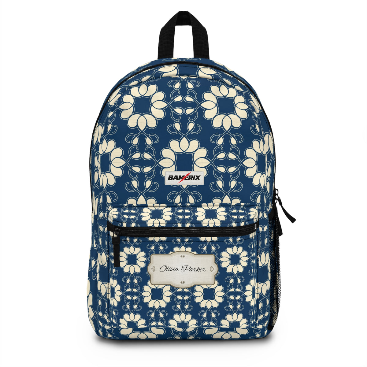 Personalized Indigo Floral Backpack with Name