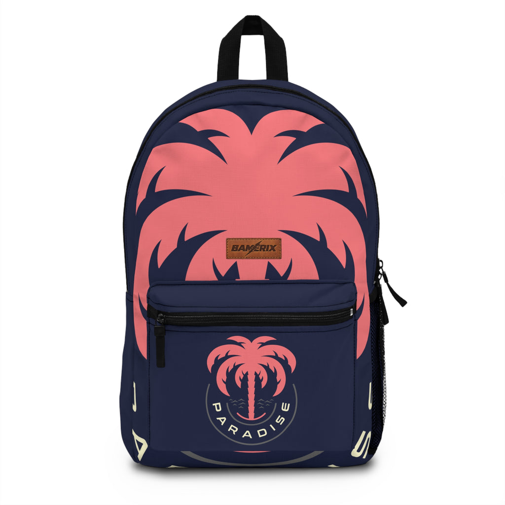 Tropical Paradise Backpack – Palm Tree Navy & Coral Design