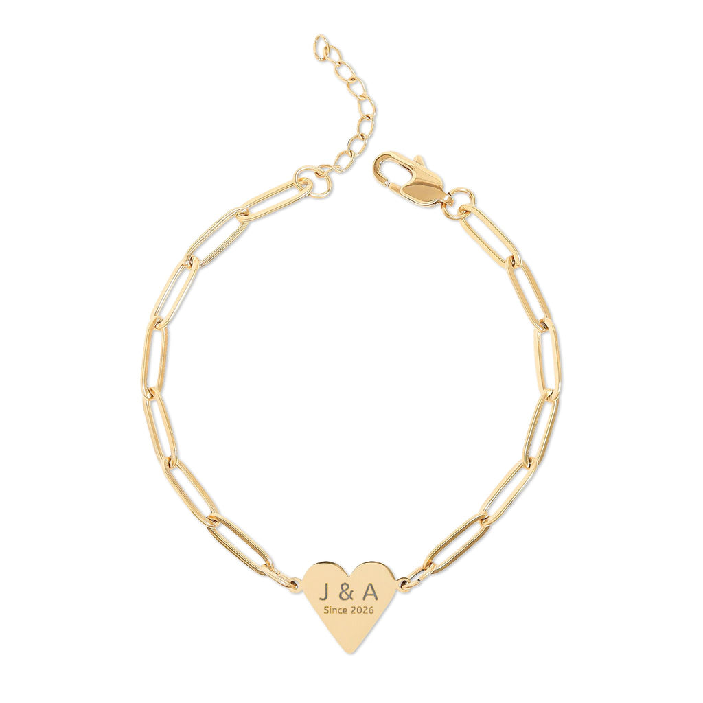 Personalized Couple Heart Bracelet – Initials & Year